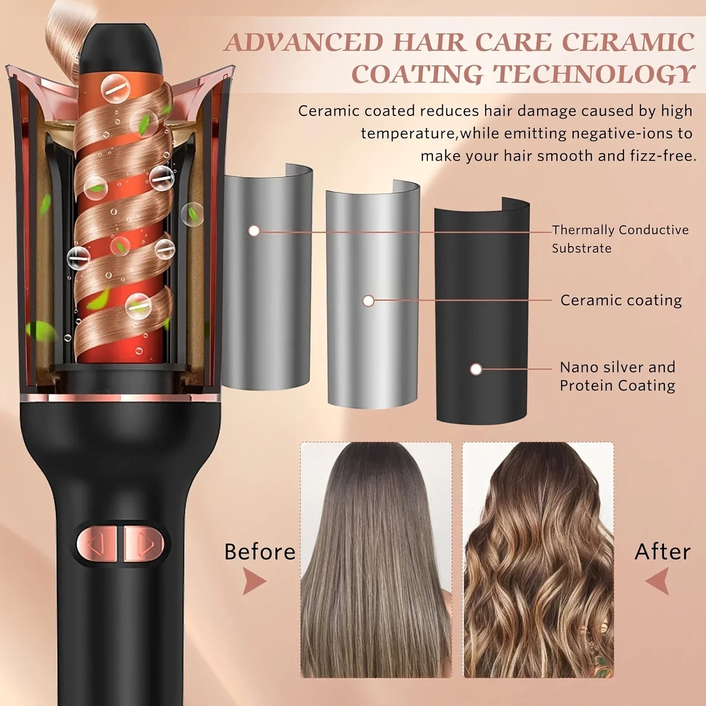 Automatic Rotating Ceramic Hair Curler