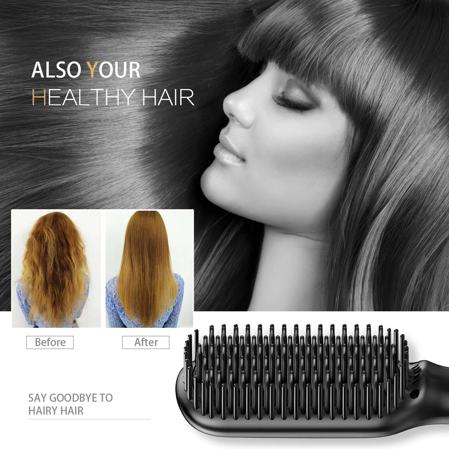 Electric Hot Comb Straightener Brush